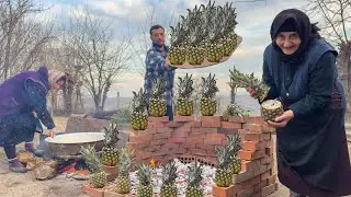 Говядина внутри ананасов! Варенье из кумквата | Кавказская сельская жизнь