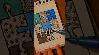 Shades of blue, zentagle puzzle drawing. #art #drawing #puzzle #blue