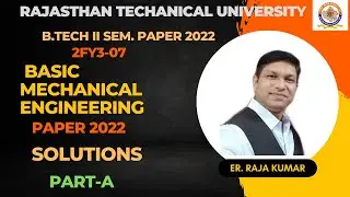 RTU B.Tech II Sem Basic Mechanical Engineering paper 2022 Solutions (Part-A) (हिंदी)