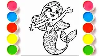 How to draw a mermaid easy steps drowing coloring for kids 