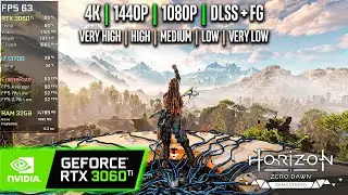 RTX 3060 Ti | Horizon Zero Dawn Remastered - 4K, 1440p, 1080p, DLSS + FG - V.High, High, Med, Low