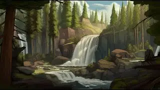 Waterfall background, anime style - Forest Waterfall , Relaxing Nature Sounds [ 4k ]