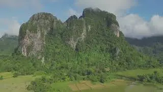 Vang Vieng, Laos from above.  Drone video compilation of the countryside outside of Vang Vieng.