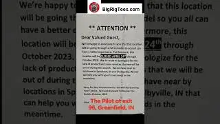 #pilot Location in #greenfieldindiana Closed for Renovations #Muthatruckers