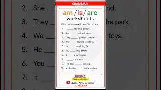 Am / Is / Are Grammar Worksheet | Learn Basic English with Learn and Success