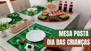 MESA POSTA DIA DAS CRIANÇAS | MESA DE LANCHINHO COM TEMA DE FUTEBOL + Duas receitas fáceis