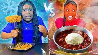 * MUST WATCH EXTREME HOT VS FROZEN FOOD CHALLENGE ft jollof rice, corn... | The queen family