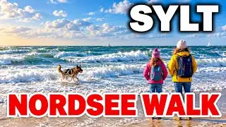 Jetzt in Westerland Sylt nach Sturm am Strand spazieren 🇩🇪 4K virtual walking Deutschland