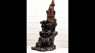 Ebros Castle Tower by Rocky Cliff Display Statue with Color LED Light 13.25