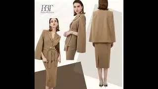 Chocolate Brown Cape Sleeve Blazer Skirt Suit