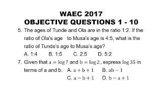 WAEC 2017 Mathematics Objective Questions 1-10