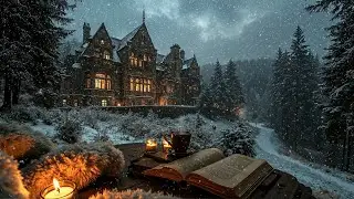 Reading by Candlelight at a Snowy Gothic Manor ~ Winter Ambience |Dark Academia Piano for Calm,Study