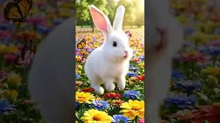 Fluffy Bunny Hopping in a Flower Field 🐰🌸 | Realistic Cute Cartoon for Kids#ai#veo3#bunny#animation
