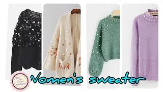 Women's fancy sweaters | Women's pearls sweater | Sequence designer sweater