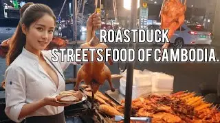 Crispy Roast duck street food  of Cambodia.#roastduck #mukbang #chickenlollipop 