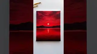 The Red Hour ❤️ #acrylicart #painting #landscape #artshorts #artwork