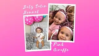Baby Satin Bonnet &ndash; Pink Giraffe KRADDLE KAP | Baby Satin Bonnet