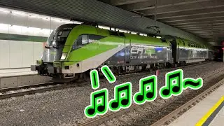 【音樂之鄉的國際形象列車】奧地利聯邦鐵路 CAT城市機場快線 西門子Viaggio Twin雙層客車(西門子ES64U2型(CLASS1016型)電力機車牽引) 往維也納中站 維也納機場站 離站