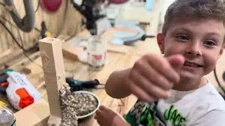 Jace B and Poppy&rsquo;s wood shop episode: Log cabin build -Stone chimney-