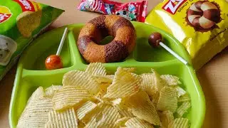 satisfying video Asmr Lollipops Candy, Lay's and donut cake opening video#satisfying#@Funkidshine
