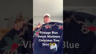 Vintage Christmas Tree Skirt!  Blue Velvet With Mistletoe!  Sunflower Flipper EBay!  🌻Subscribe🌻👀