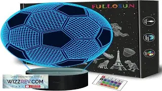 FULLOSUN Kids Night Light Soccer 3D Optical Illusion Lamp with Remote Control