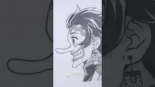 Drawing Tanjiro 🗿 Side view 🎨 #shorts #drawing #demonslayer