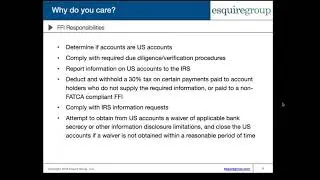 Foreign Financial Institution FATCA Reporting Obligations