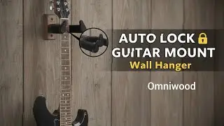 Omniwood Auto Locking Guitar Wall Mount | Safe Wooden Guitar Hanger for Acoustic & Electric Guitars
