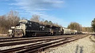 Norfolk Southern Southbound mixed manifest with the rear DPU working hard passing through Harriman 