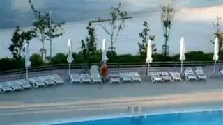 Art of sunbed reservation with bathtowels by a German lady