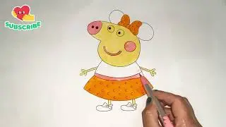 Peppa Pig pretty dress. Colouring and painting for kids and toddlers. Galaxy art