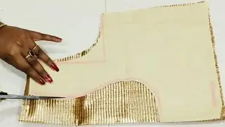 Golden Blouse Back Neck Design Cutting and Stitching /Blouse Designs