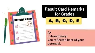 Result Card Remarks for Students || Report Card Remarks for Students || Remarks for Report Card