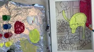 Henri Matisse Cat with Red Fishes Painting on Glass