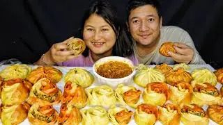 🌹Красочный момо-мукбанг с розами😍 | Пир с пышными момо и острым соусом🌶 | Уникальное непальское ш...
