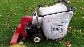 Vintage 1973 Toro Leaf Vacuum with 5HP B&S gas engine - leaf pickup demo