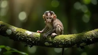 Time to start relaxing with nature music with monkeys and the sound of piano water.