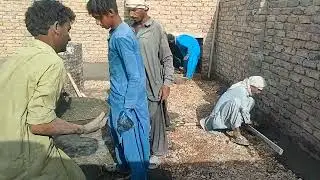 Roof top concrete with labour hand mixing ratio 1:2:4