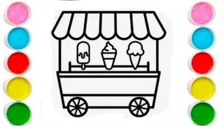 Ice Cream Cart Drawing for & toddlers, Easy Icecream drawing, Drawing for kids