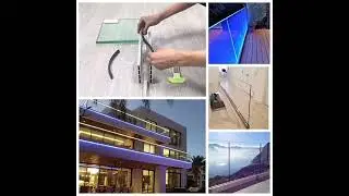 Glass balustrade with LED light aluminum U channel