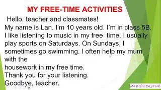 Writing in English - GRADE 5 MY FREE-TIME ACTIVITIES | Ms. Diem English |