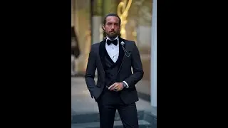 GentWith Laughlin Black Slim Fit Velvet Shawl Lapel Tuxedo