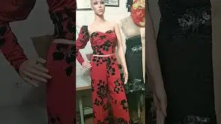 Red tube top and pants #youtubeshort #couturegown #shorts