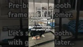 Pre-building modern custom modular trade show booth for customer.
