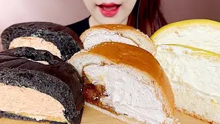 ASMR CONVENIENCE STORE DESSERTS CREAM READS MUKBANG 편의점 디저트 연세마롱크림빵, 황치즈크림빵, 옥수수크림빵 먹방 eating sounds