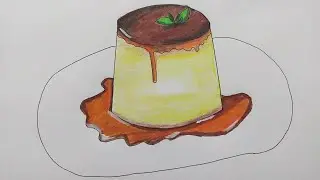 Caramel Pudding Drawing & Colouring🍮 | Food Art