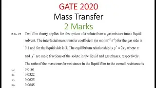 GATE 2020 Mass transfer | Chemical engineering | #GATE| #GATEchemicalengineering