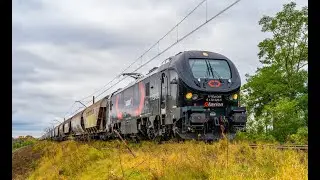 [Cargounit / Olavion] Czarna Gama 111Ed-068 z wagonami do transportu produkt&oacute;w zbożowych