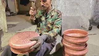 The masterpiece is created with artistic hammer blows on copper sheets. 🌟🎨 copper art!🇮🇷⚒️